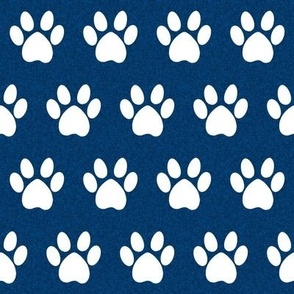 dog paws fabric - paw print fabric - navy