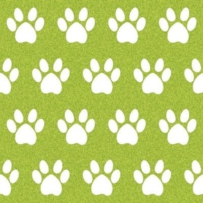 dog paws fabric - paw print fabric - lime