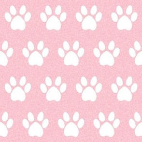 dog paws fabric - paw print fabric - pink