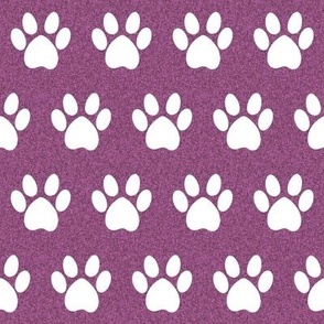 dog paws fabric - paw print fabric - purple