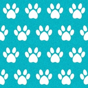 dog paws fabric - paw print fabric - turquoise