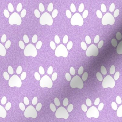 dog paws fabric - paw print fabric - light purple