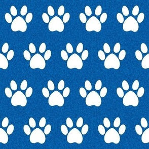 dog paws fabric - paw print fabric - blue
