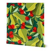 Papercut Pears & Cherries | Jumbo | Deep Green
