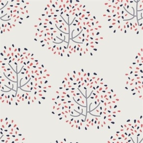 Coral & Black Modern Trees on Cream