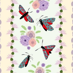 Eliza's Six  Spot Burnet Butterfly and Flowers