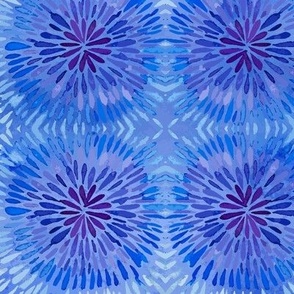 Blue and Purple Tie-Dye Abstract Dandelions