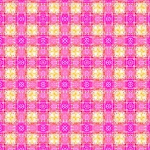 Pink and Yellow Tie-Dye Plaid