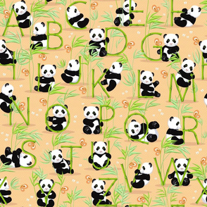 Panda and letters, orange background