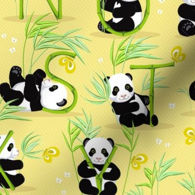 Panda and letters, yellow background