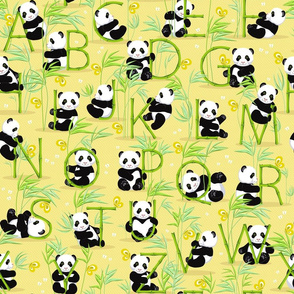 Panda and letters, yellow background