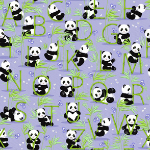Panda and letters, purple background