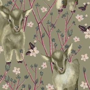 Little goats and nature in spring