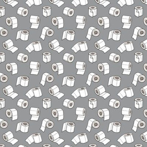 Trendy Toilet Paper Tissue Rolls on Grey Tiny Small