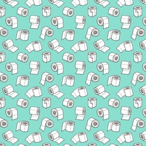 Trendy Toilet Paper Tissue Rolls on Mint Green Tiny Small