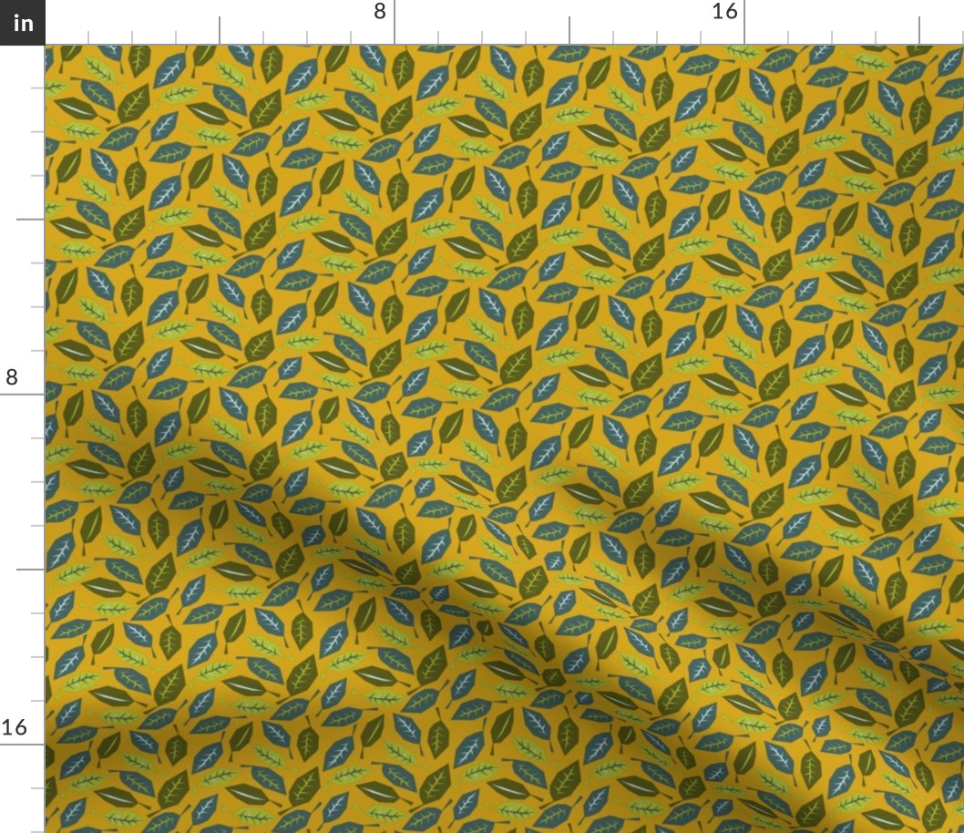 geometric leaves on mustard small