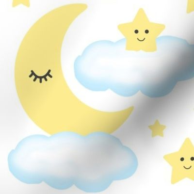 Sleepy Eyes Moon Stars Clouds 