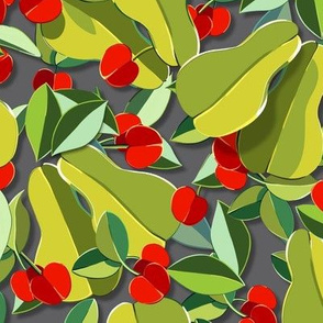 Papercut Pears ‘n Cherries | Small | Gray