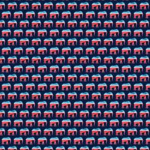 (micro scale) Republican Party - Elephants - Red and blue watercolor on blue - C20BS