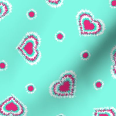 Tie Dye Hearts and Dots ~ Pink Blue