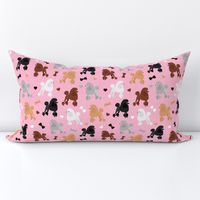 Poodles Bows and Hearts Mixed Coats Pink