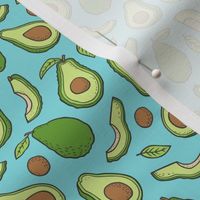 Avocado  Fabric on Blue Smaller 1,5 inch