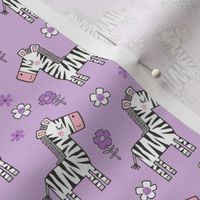 Zebra Horse With Flowers  Floral On Purple Purpel Smaller 1,5 inch
