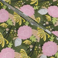 Tiny Yellow Chrysanthemum Abstract Seamless Repeat Pattern