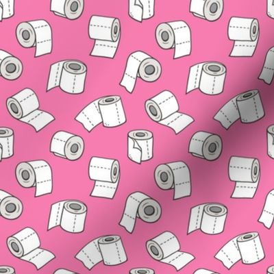 Trendy Toilet Paper Tissue Rolls on Dark Pink Smaller 1,5 inch