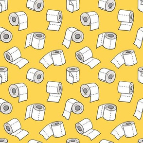 Trendy Toilet Paper Tissue Rolls on Yellow Smaller 1,5 inch