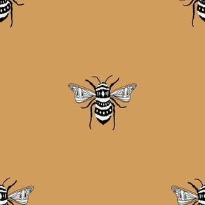 LARGE bee fabric - honey bee fabric, minimal bee design - sfx1144 oak leaf