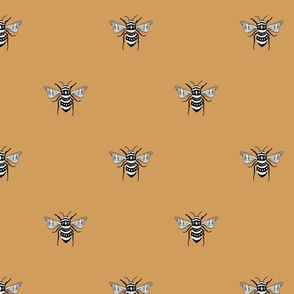 MEDIUM bee fabric - honey bee fabric, minimal bee design - sfx1144 oak leaf