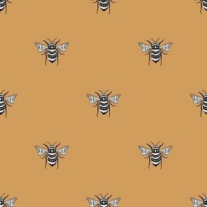 SMALL bee fabric - honey bee fabric, minimal bee design - sfx1144 oak leaf