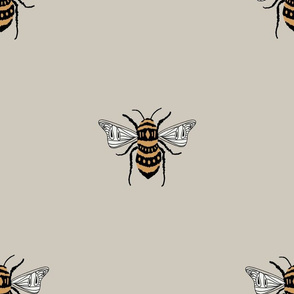 LARGE bee fabric - honey bee fabric, minimal bee design - sfx5304 oat