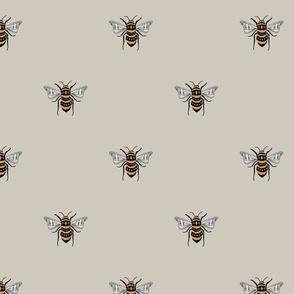 MEDIUM bee fabric - honey bee fabric, minimal bee design - sfx5304 oat