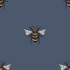 LARGE bee fabric - honey bee fabric, minimal bee design - sfx3928 indigo