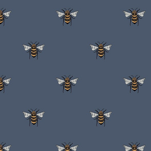 MEDIUM bee fabric - honey bee fabric, minimal bee design - sfx3928 indigo