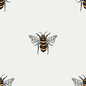 LARGE bee fabric - honey bee fabric, minimal bee design - sfx0602 snow