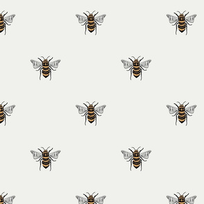MEDIUM bee fabric - honey bee fabric, minimal bee design - sfx0602 snow