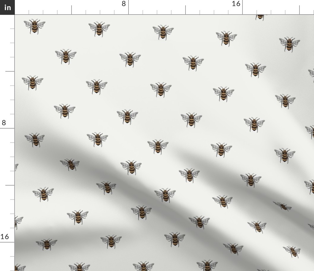 SMALL bee fabric - honey bee fabric, minimal bee design - sfx0602 snow