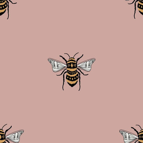 LARGE bee fabric - honey bee fabric, minimal bee design - sfx1512 rose pink