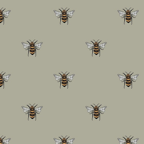 MEDIUM bee fabric - honey bee fabric, minimal bee design - sfx0110  sage