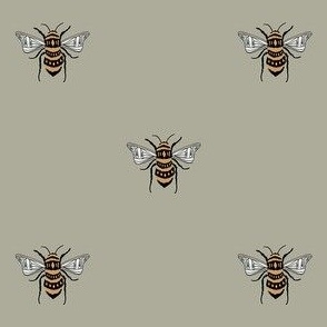 SMALL bee fabric - honey bee fabric, minimal bee design - sfx0110  sage