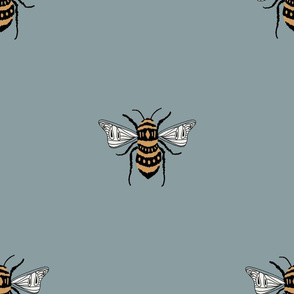 LARGE bee fabric - honey bee fabric, minimal bee design - sfx4408 slate