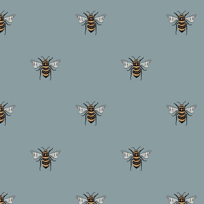 MEDIUM bee fabric - honey bee fabric, minimal bee design - sfx4408 slate