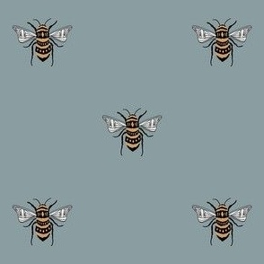 SMALL bee fabric - honey bee fabric, minimal bee design - sfx4408 slate