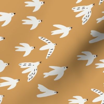 birds  fabric - swallows nursery fabric - sfx1144 oak leaf 