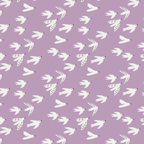 birds  fabric - swallows nursery fabric - sfx3307lavender