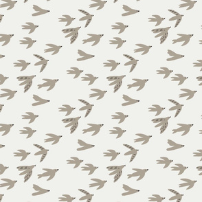 birds  fabric - swallows nursery fabric - sfx0906 taupe