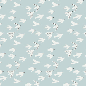 birds  fabric - swallows nursery fabric - sfx4405 mist